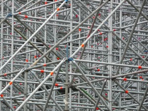 cc-licensed image "Scaffolding supporting false building facade, Potsdamer Platz, Berlin" by flickr user Metro Centric